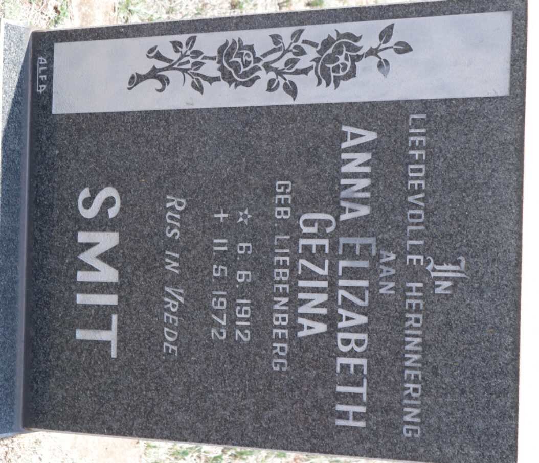 SMIT Anna Elizabeth Gezina nee LIEBENBERG 1912-1972