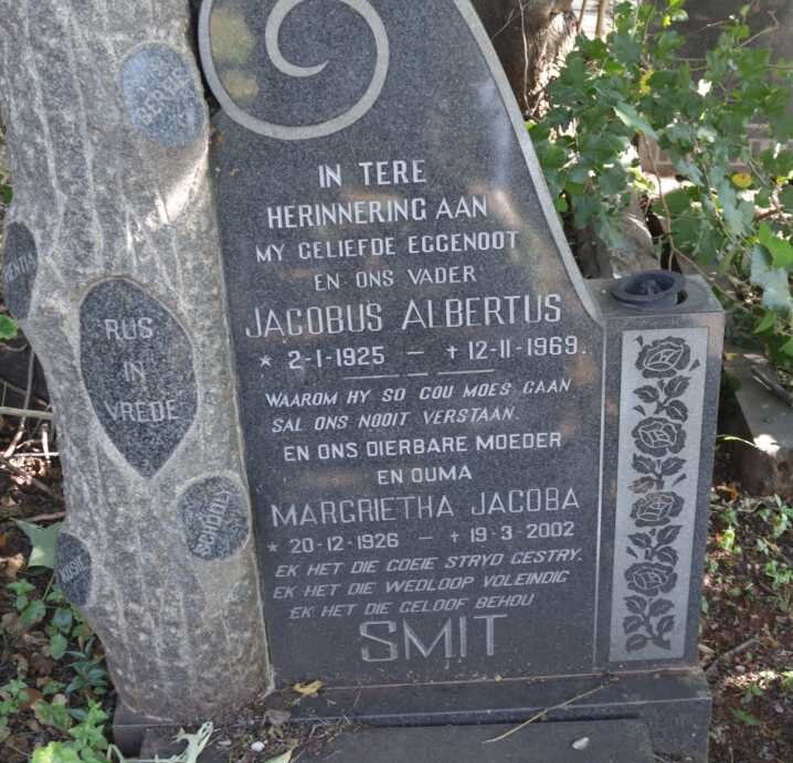 SMIT Jacobus Albertus 1925-1969 &amp; Margrietha Jacoba 1926-2002