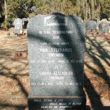 SNYMAN Paul Stephanus 1890-1942 &amp; Sarah Elizabeth 1881-1979