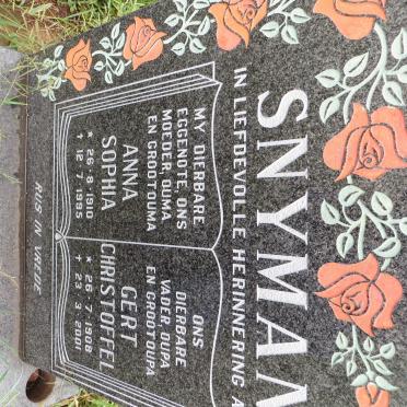 SNYMAN Gert Christoffel 1908-2001 &amp; Anna Sophia 1910-1995
