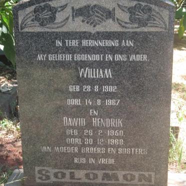 SOLOMON William 1902-1967 :: SOLOMON Dawid Hendrik 1950-1968