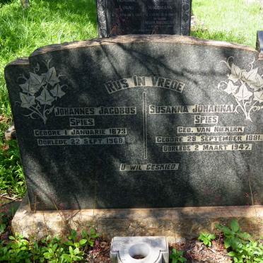 SPIES Johannes Jacobus 1873-1968 &amp; Susanna Johanna VAN NIEKERK 1881-1947