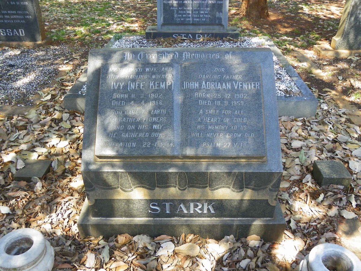 STARK John Adriaan Venter 1902-1959 &amp; Ivy KEMP 1902-1956