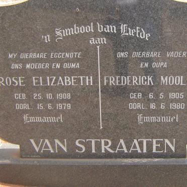 STRAATEN Frederick Moolman, van 1905-1980 &amp; Rose Elizabeth 1908-1979