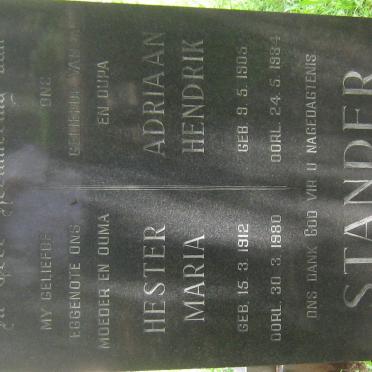STANDER Adriaan Hendrik 1905-1984 &amp; Hester Maria 1912-1980