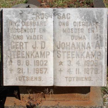 STEENKAMP Gert J.D. 1902-1957 &amp; Johanna A. 1908-1976