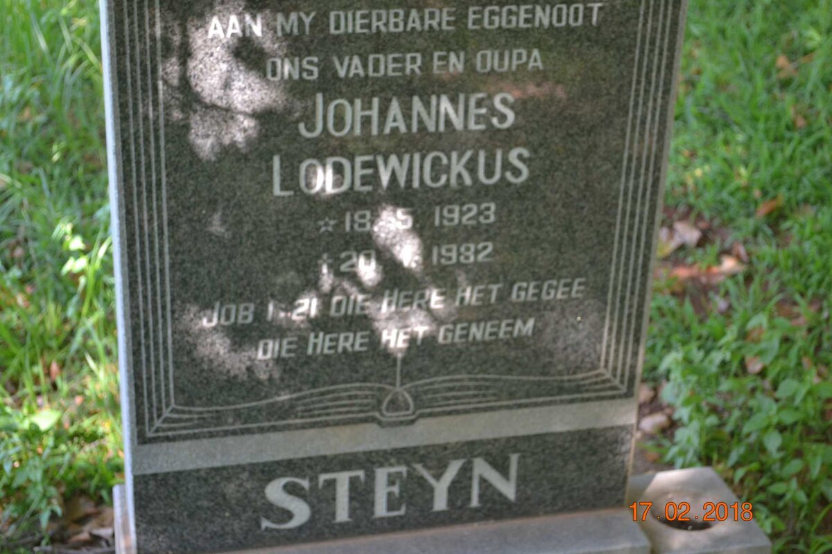 STEYN Johannes Lodewickus 1923-1982