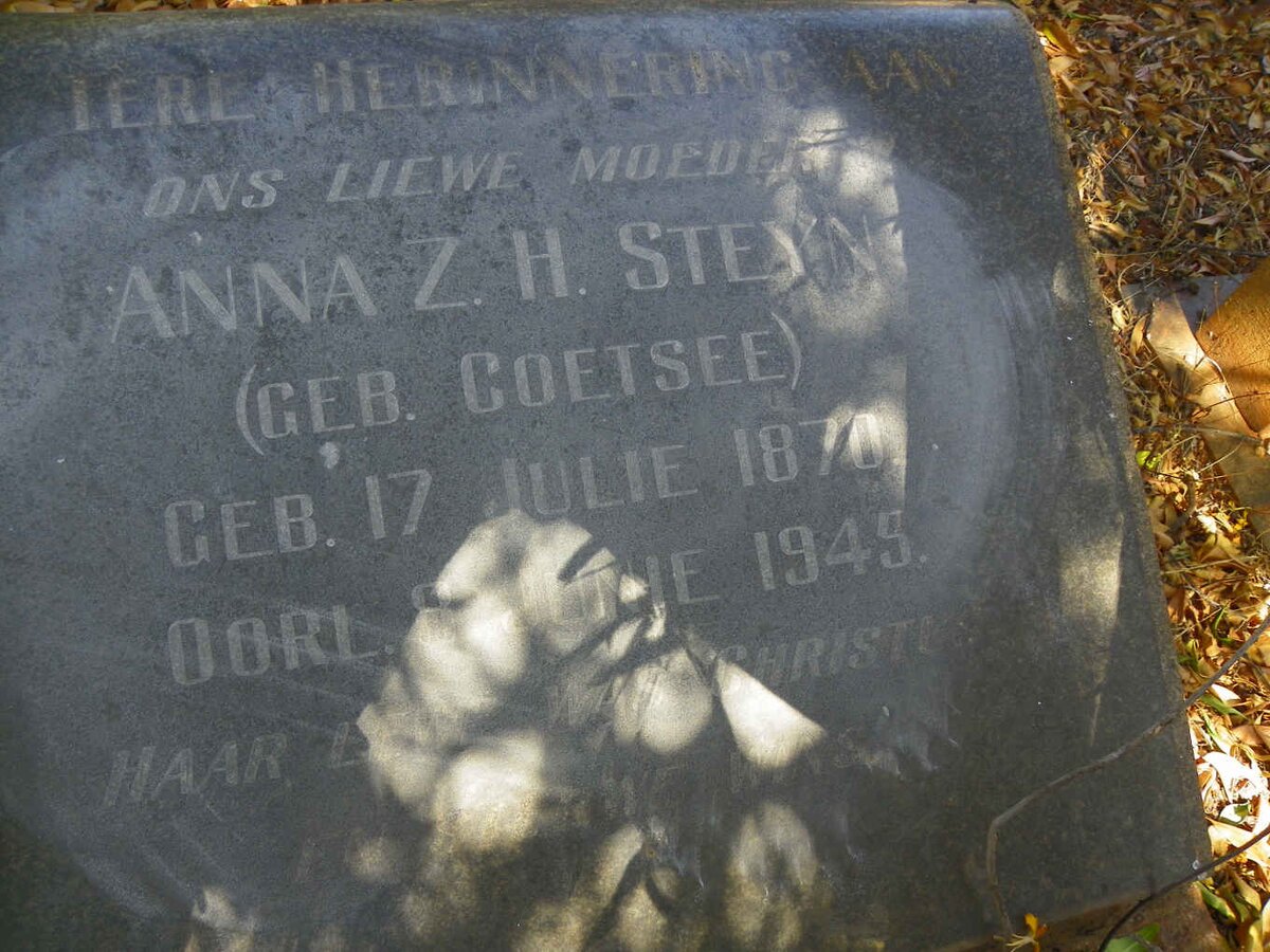STEYN Anna Z.H. nee COETSEE 1870-1945