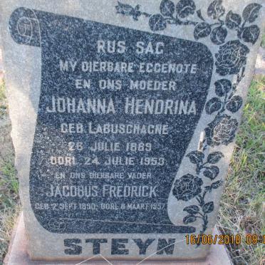 STEYN Jacobus Fredrick 1890-1957 &amp; Johanna Hendrina LABUSCHAGNE 1889-1953