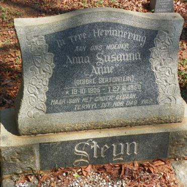 STEYN Anna Susanna nee SERFONTEIN 1905-1959