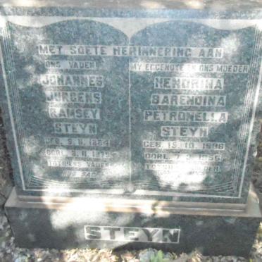 STEYN Johannes Jurgens Ramsey 1884-1979 &amp; Hendrina Barendina Petronella 1888-1956
