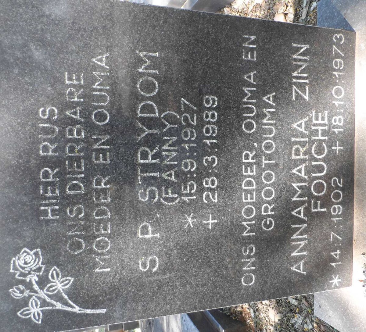 STRYDOM S.P. 1927-1989 :: FOUCHÉ Annamaria Zinn 1902-1973