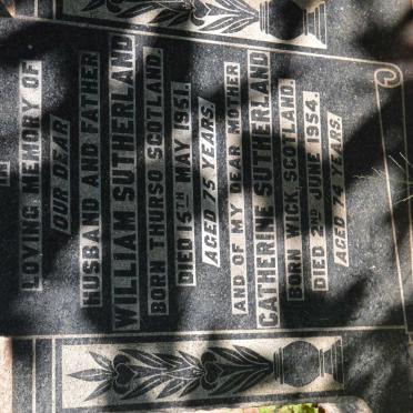 SUTHERLAND William -1951 &amp; Catherine -1954