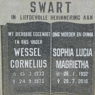 SWART Wessel Cornelius 1933-1975 &amp; Sophia Lucia Magrietha 1932-2010