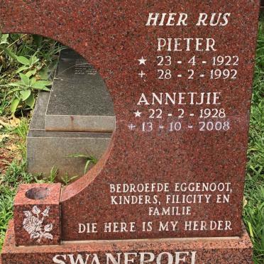 SWANEPOEL Pieter 1922-1992 &amp; Annetjie 1928-2008