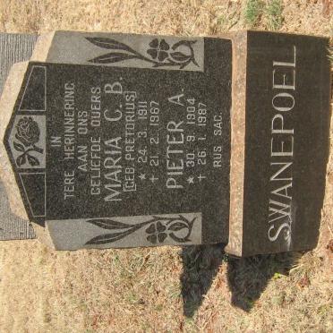SWANEPOEL Pieter A. 1904-1987 &amp; Maria C.B. PRETORIUS 1911-1967