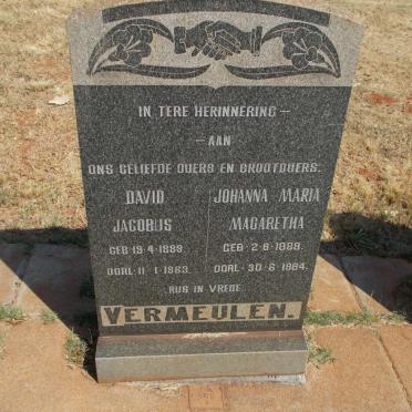 VERMEULEN David Jacobus 1889-1963 &amp; Johanna Maria Magaretha 1888-1984