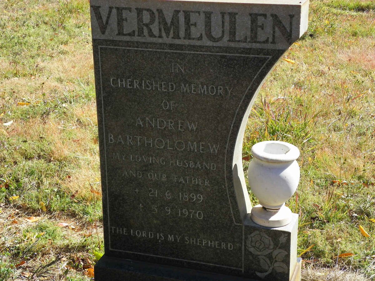 VERMEULEN Andrew Bartholomew 1899-1970