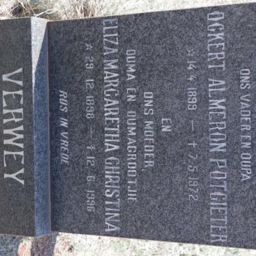 VERWEY Ockert Almeron Potgieter 1899-1972 &amp; Eliza Margaretha Christina 1898-1996