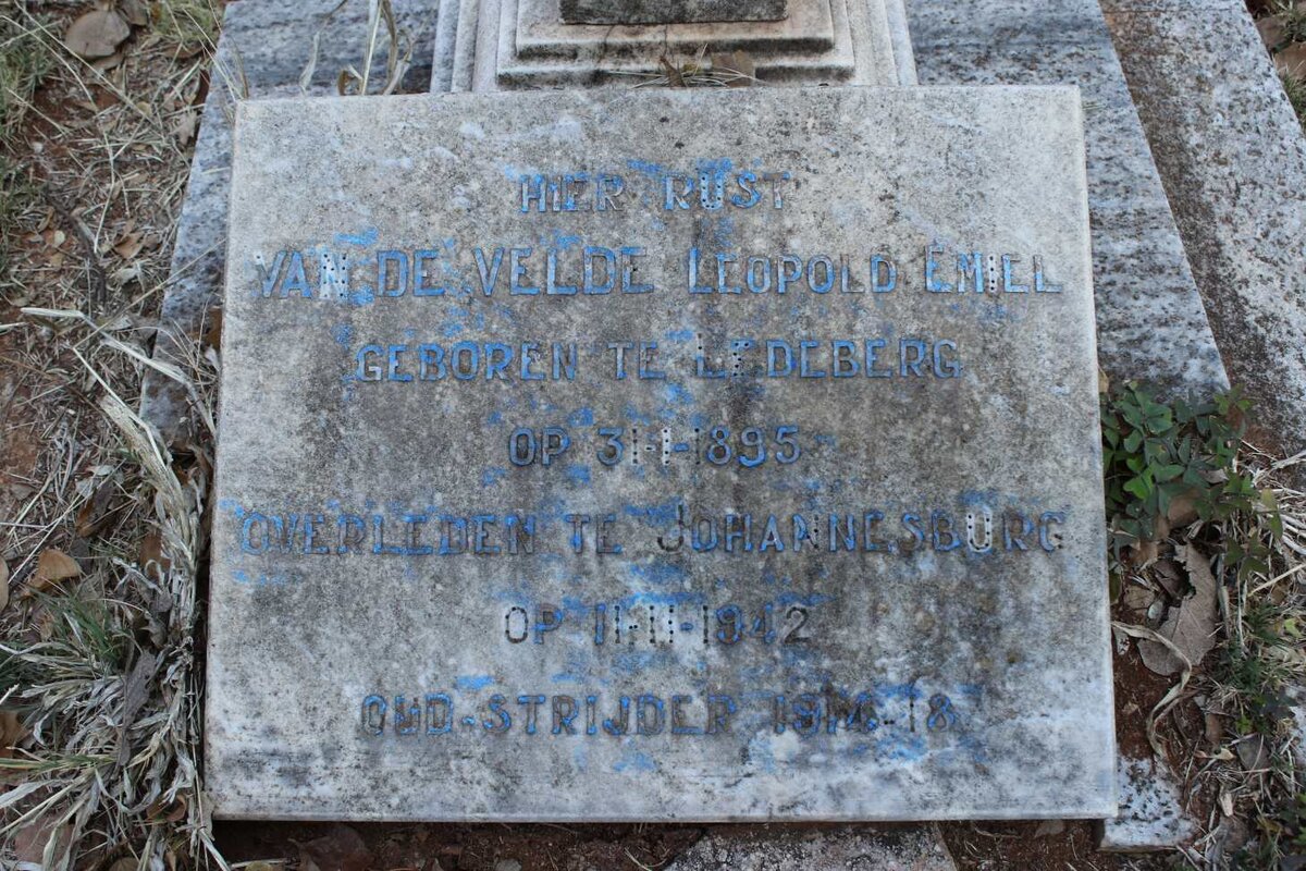 VELDE Leopold Emiel, van de 1895-1942