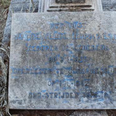 VELDE Leopold Emiel, van de nee LEDEBERG 1895-1942