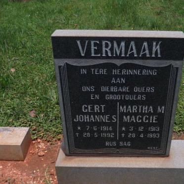 VERMAAK Gert Johannes 1914-1992 &amp; Martha M. 1913-1993