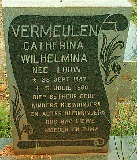VERMEULEN Catherina Wilhelmina nee LOUW 1887-1980