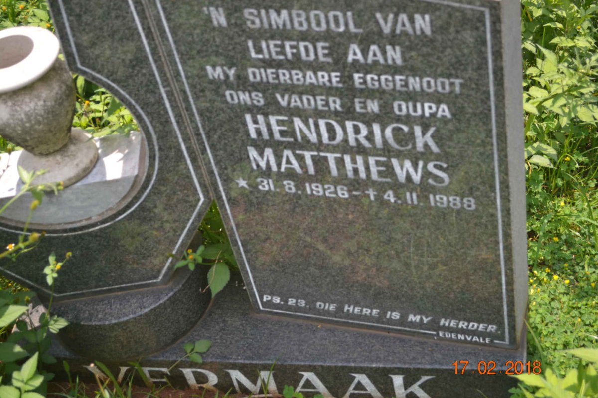 VERMAAK Hendrick Matthews 1926-1988