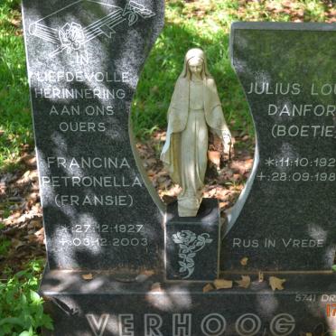 VERHOOG Julius Louis Danford 1921-1982 &amp; Francina Petronella 1927-2003