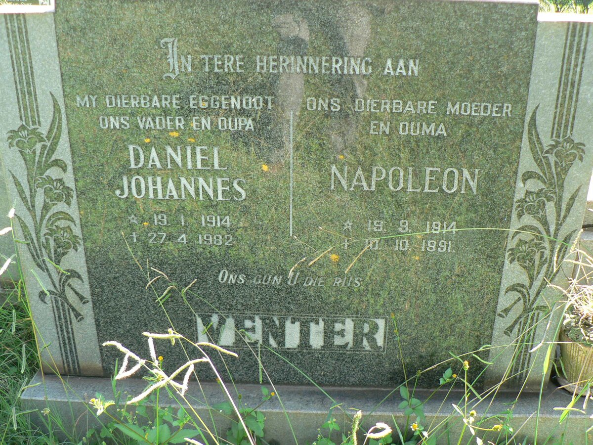 VENTER Daniel Johannes 1914-1982 &amp; Napoleon 1914-1991