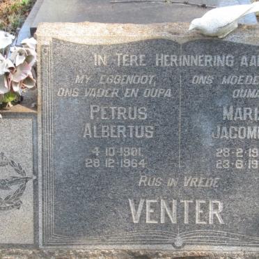 VENTER Petrus Albertus 1901-1964 &amp; Maria Jacomina 1908-1966