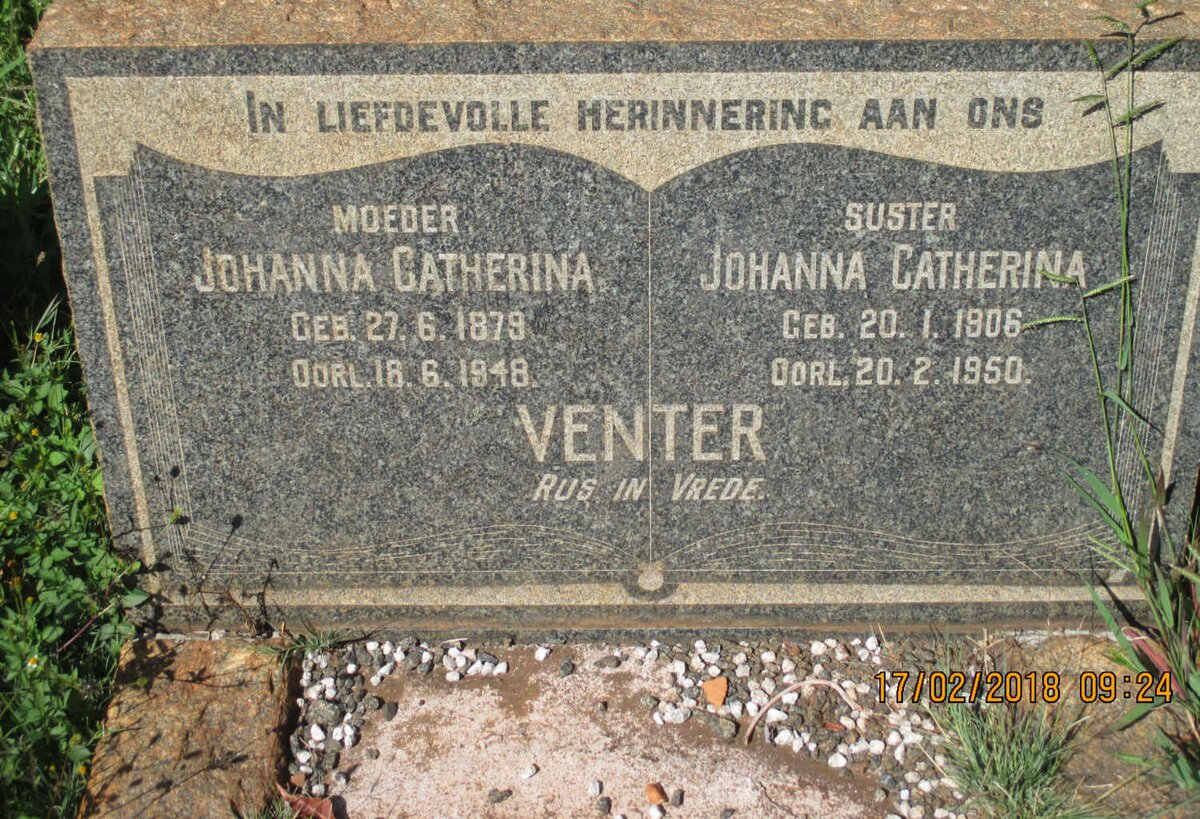 VENTER Johanna Catherina 1879-1948 :: VENTER Johanna Catherina 1906-1950