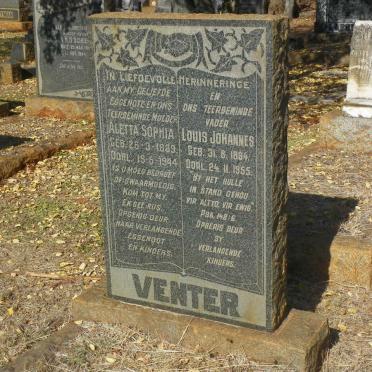 VENTER Louis Johannes 1884-1955 &amp; Aletta Sophia 1889-1944