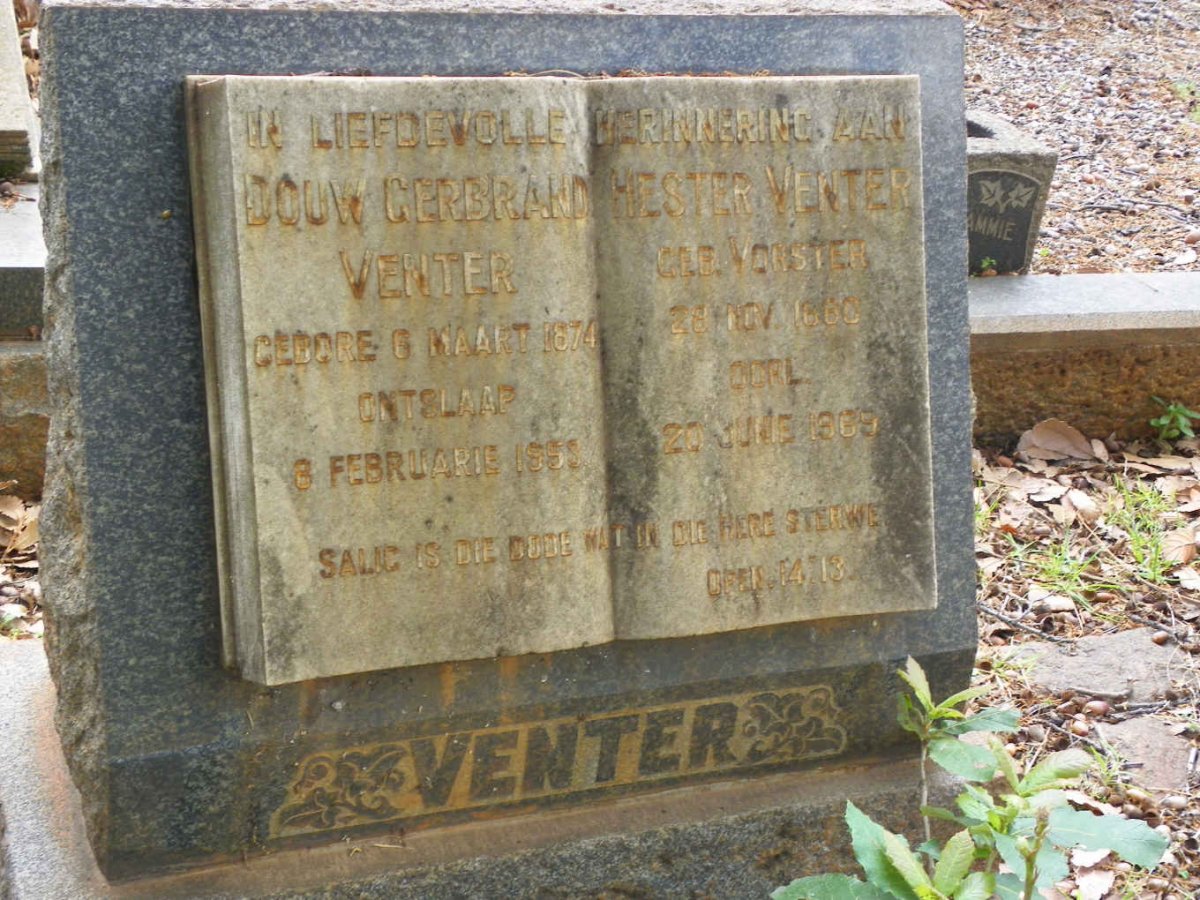 VENTER Douw Gerbrand 1874-1953 &amp; Hester VORSTER 1880-1969