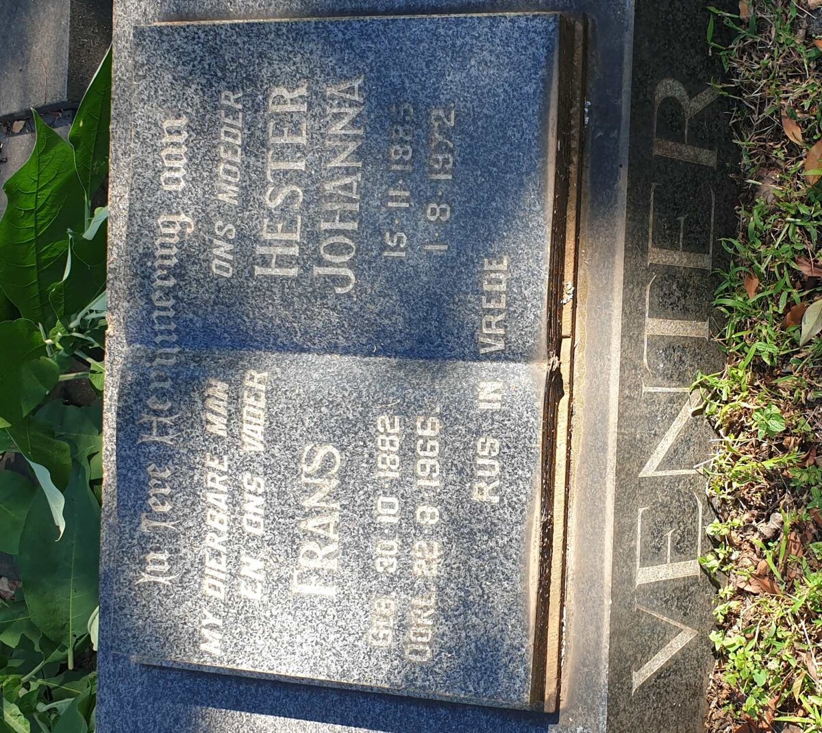 VENTER Frans 1882-1966 &amp; Hester Johanna 1885-1972