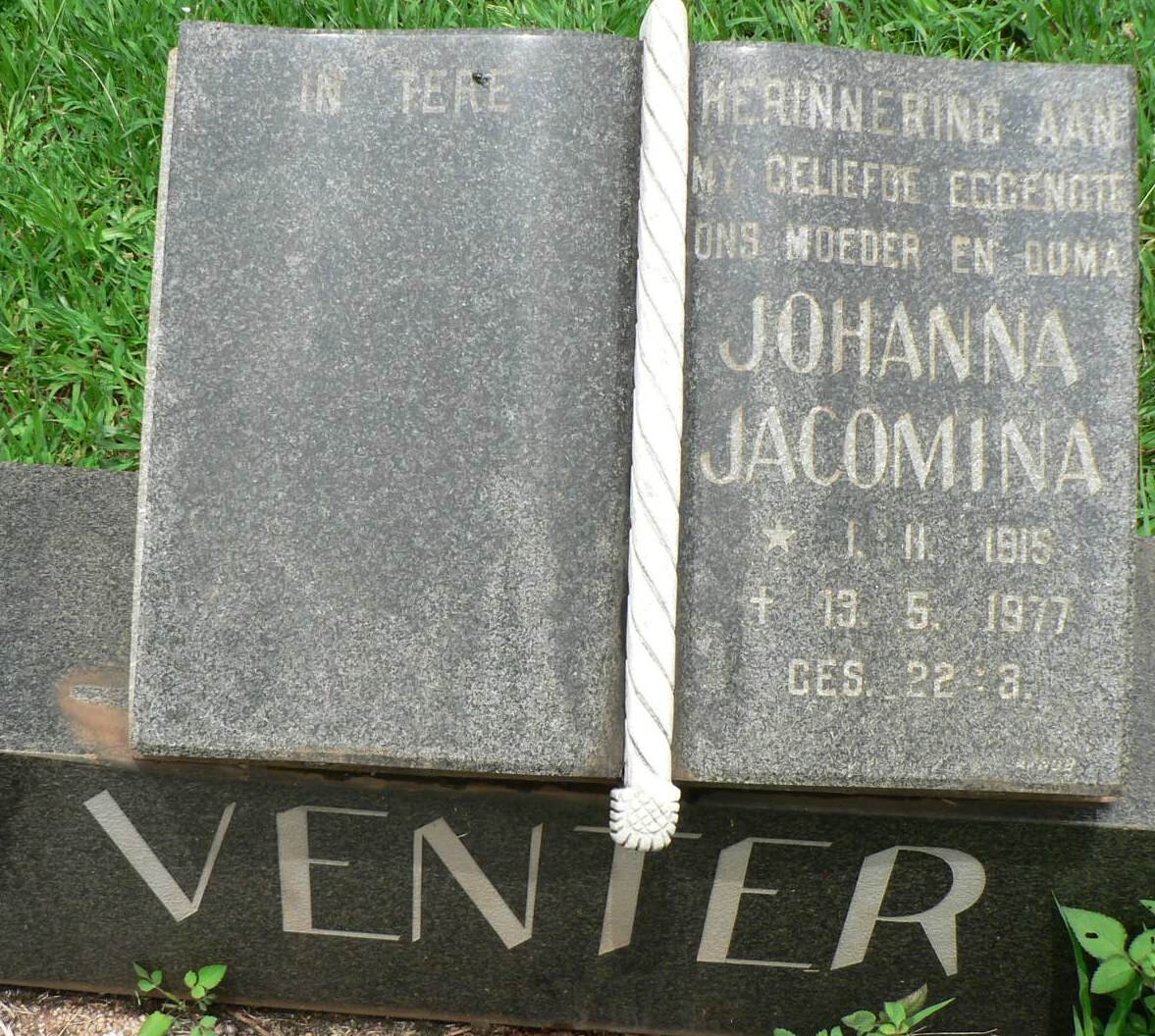 VENTER Johanna Jacomina 1915-1977