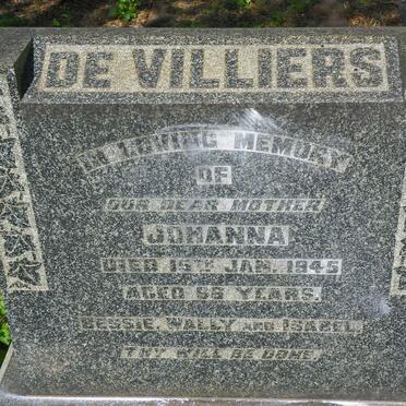 VILLIERS Johanna, de -1945