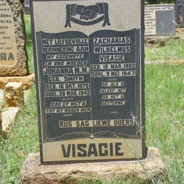 VISAGIE Zacharias Wilhelmus 1882-1947 &amp; Johanna M.M. SMITH 1879-1942