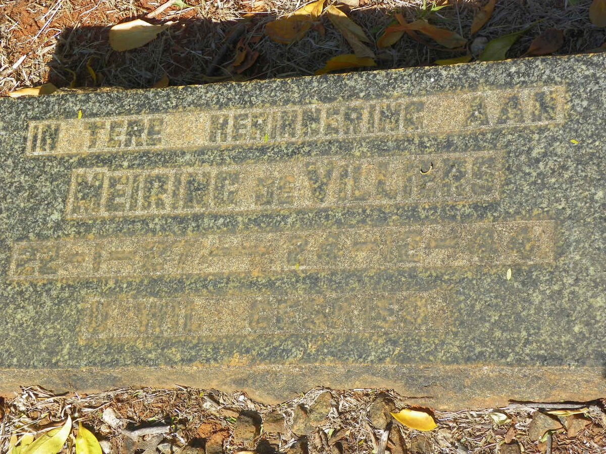 VILLIERS Meiring, de 1927-1944