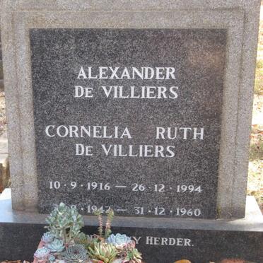 VILLIERS Alexander, de 1916-1994 &amp; Cornelia Ruth 1942-1960