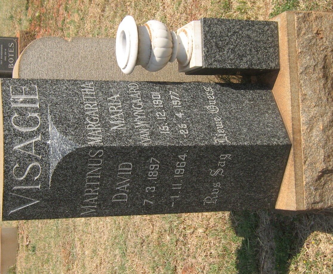 VISAGIE Martinus David 1897-1964 &amp; Margaritha Maria VAN WYNGAARD 1901-1977