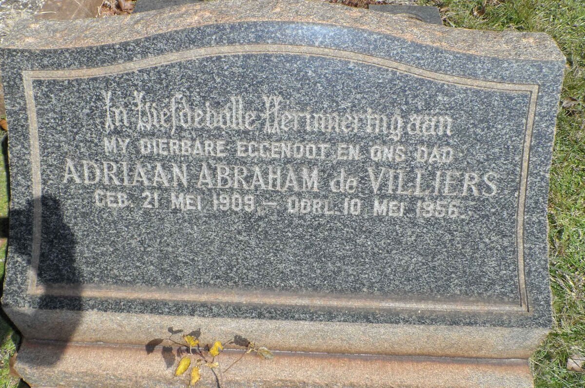 VILLIERS Adriaan Abraham, de 1909-1956