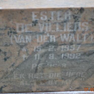 VILLIERS Ester, de nee VAN DER WALT 1957-1992