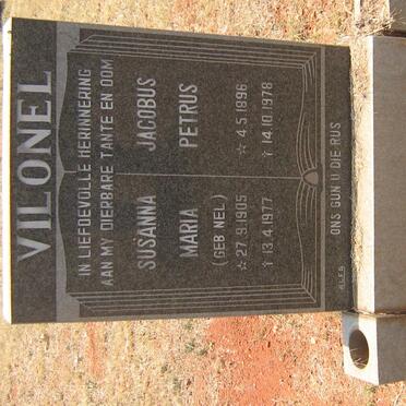 VILONEL Jacobus Petrus 1896-1978 &amp; Susanna Maria NEL 1905-1977