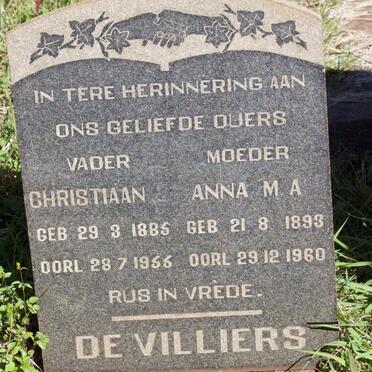 VILLIERS Christiaan, de 1885-1955 &amp; Anna M.A. 1893-1960