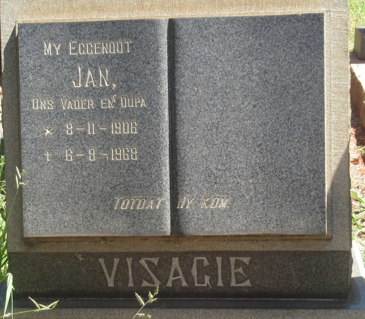 VISAGIE Jan 1906-1968