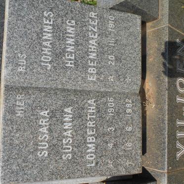 VILJOEN Johannes Henning Ebenhaezer 1910- &amp; Susara Susanna Lombertha 1906-1982