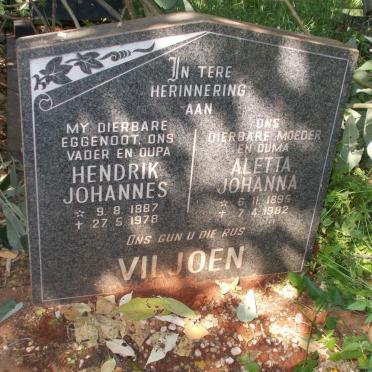 VILJOEN Hendrik Johannes 1887-1978 &amp; Aletta Johanna 1895-1982