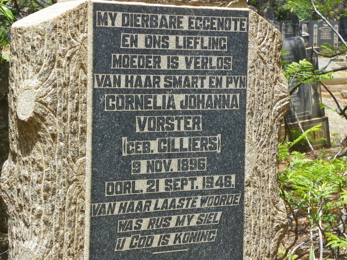 VORSTER Cornelia Johanna nee CILLIERS 1896-1946