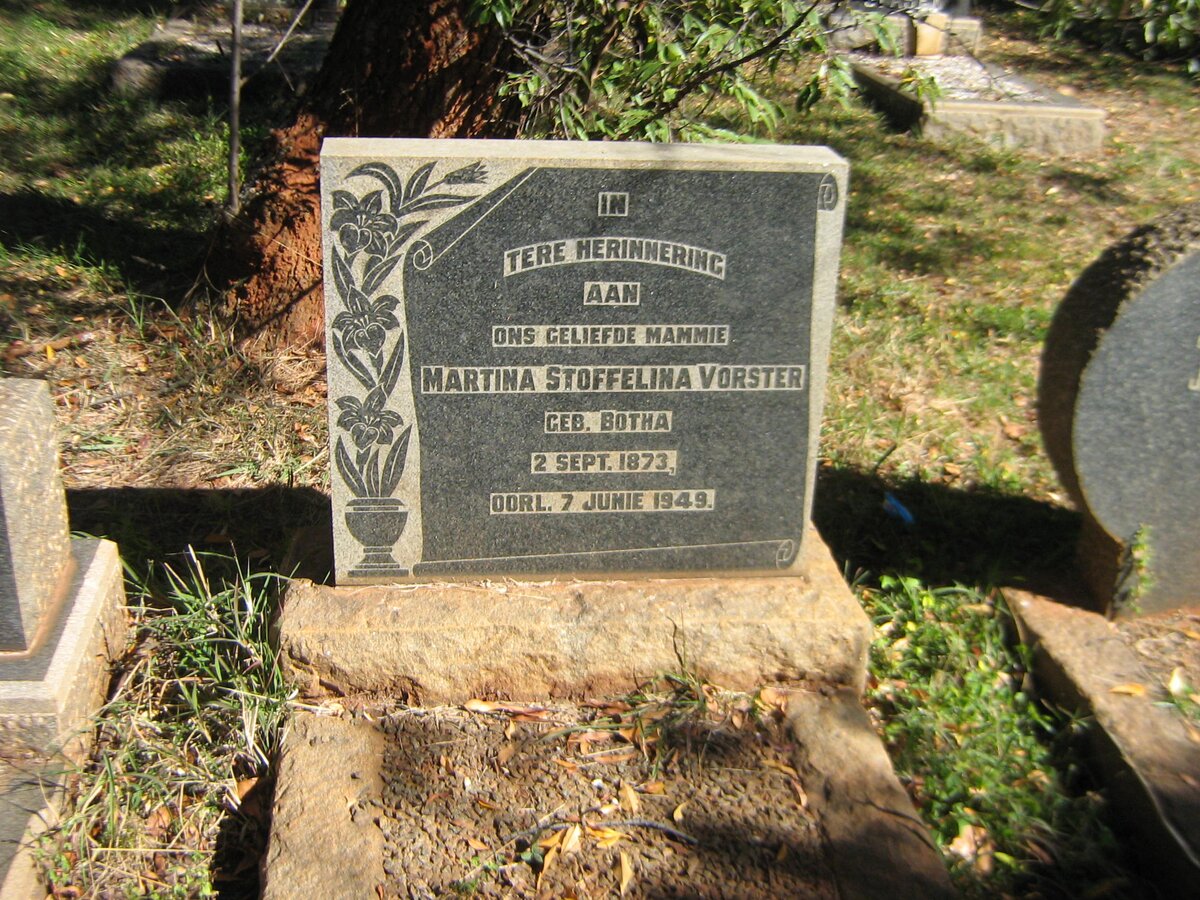 VORSTER Martina Stoffelina nee BOTHA 1873-1949